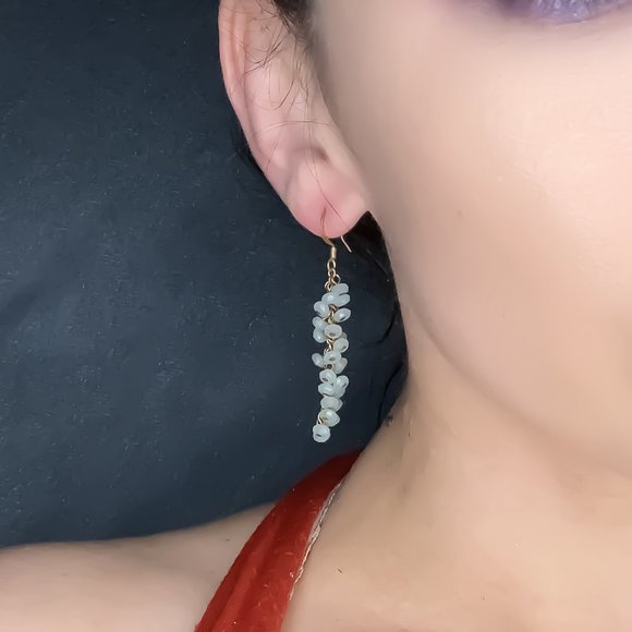 Blue Beaded Dangle Earrings - Picture 2 of 2